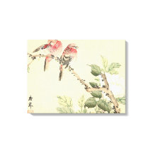 ロビンスと牡丹ヴィンテージの花鳥芸術