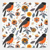 ロビンスと花 スクエアシール (正面)