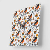 ロビンスと花 スクエア壁時計 (傾斜)