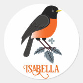 ロビンスと花 ラウンドシール (正面)