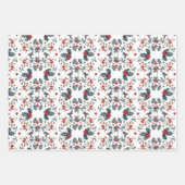 ロビンズとクリスマスホリーのコーディネート ラッピングペーパーシート (正面3)