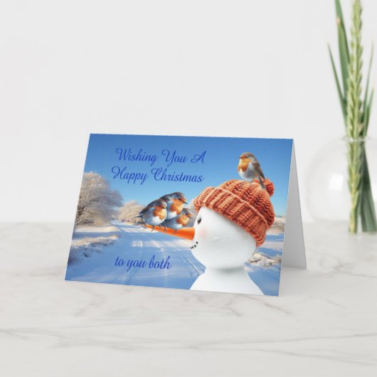 ロビンズと雪だるまクリスマス シーズンカード (正面)