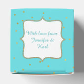 ロビンズエッグブルーと金ゴールド水玉模様お気に入りギフトボックス フェイバーボックス (上部)