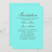 ロビンズエッグブルーのターコイズアクアブルーのウェディング 招待状 (正面/裏面)