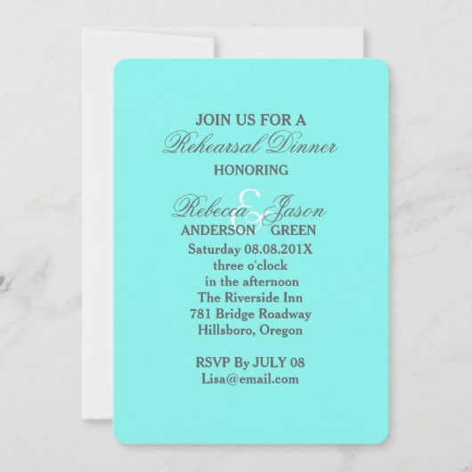 ロビンズエッグブルーのターコイズアクアブルーの結婚式 招待状 (正面)
