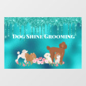 ロビンズエッグブルーの輝くペットサービスドッググルーミング ウィンドウサイン (シート)