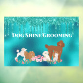 ロビンズエッグブルーの輝くペットサービスドッググルーミング ウィンドウサイン (シート3)