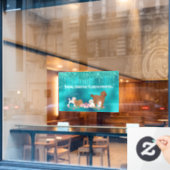 ロビンズエッグブルーの輝くペットサービスドッググルーミング ウィンドウサイン (カフェ窓)