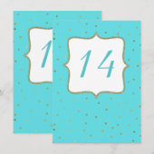 ロビンズエッグブルーウェディングレセプションテーブル番号 エンクロージャーカード (正面/裏面)