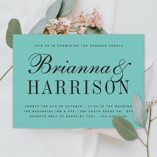 ロビンズエッグブルーカップルナーズウェディングシャワー 招待状