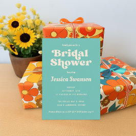 ロビンズエッグブルークリームレトロブライダルシャワー 招待状