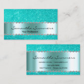 ロビンズエッグブルーダイヤモンドメタルエレガントグリッター 名刺 (正面/裏面)