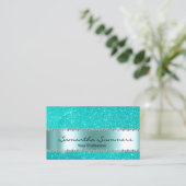 ロビンズエッグブルーダイヤモンドメタルエレガントグリッター 名刺 (スタンド正面)