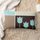 ロビンズエッグブルーチューリップ幾何学形状茶色クリーム ランバークッション (ブランケット)