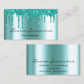 ロビンズエッグブルードリップスメタルカスタマイズグリッター 名刺 (正面/裏面)