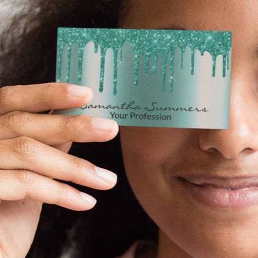 ロビンズエッグブルードリップメタルルックユニークカスタム 名刺