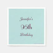 ロビンズエッグブルーミニマリスト95th誕生日パーティー スタンダードカクテルナプキン (正面)