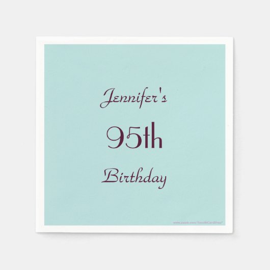 ロビンズエッグブルーミニマリスト95th誕生日パーティー スタンダードカクテルナプキン (正面)