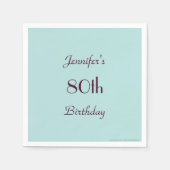 ロビンズエッグブルー紙ナプキンス80thバースデーパーティー スタンダードカクテルナプキン (正面)