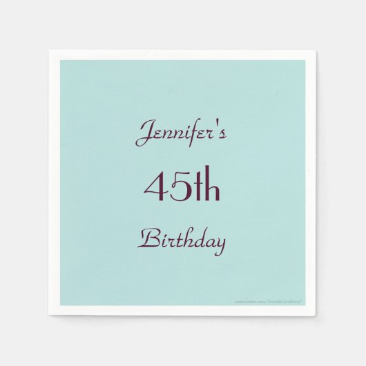 ロビンズエッグブルー45th誕生日パーティー,名前,紙 スタンダードカクテルナプキン (正面)