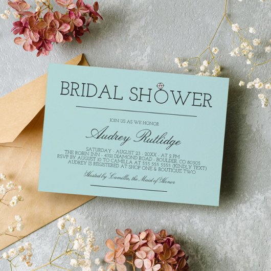 ロビンズエッグブルー – ダイヤモンドリングや輪-ブライダルシャワー 招待状
