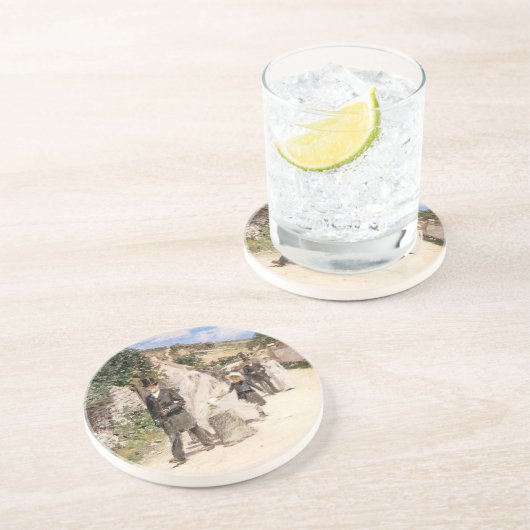 ロビンソンによる「ウェディングマーチ」、ヴィンテージの新婚夫婦 コースター (側面)