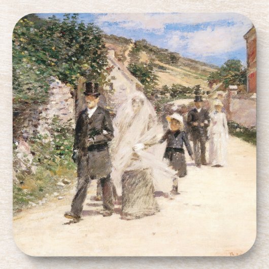 ロビンソンによる「ウェディング・マーチ」、ヴィンテージの新婚夫婦 コースター (正面)