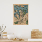 ロビンソンのシドニー地図NSW (1922) Reprint ポスター (キッチン)