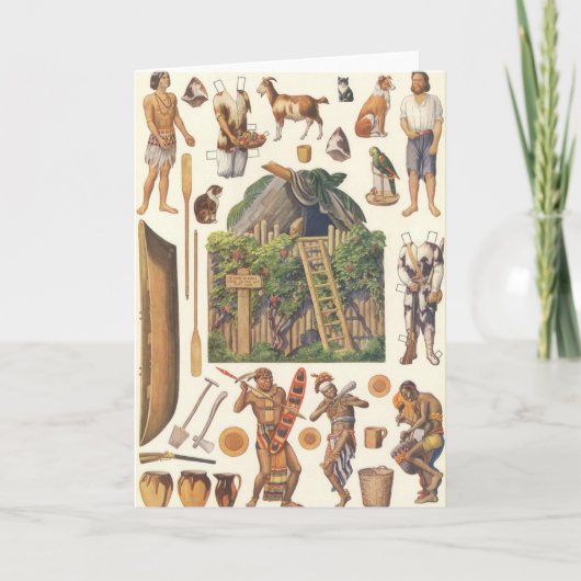 ロビンソンクルーソービクトリアン、ヴィンテージ紙玩具 カード (正面)