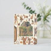 ロビンソンクルーソービクトリアン、ヴィンテージ紙玩具 ポストカード (スタンド正面)