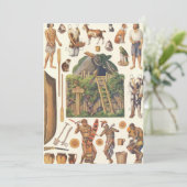 ロビンソンクルーソービクトリアン、ヴィンテージ紙玩具 招待状 (スタンド正面)