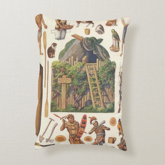 ロビンソン・クルーソー ビンテージ ヴィクトリアン ペーパー ドール おもちゃ アクセントクッション (裏面(縦))