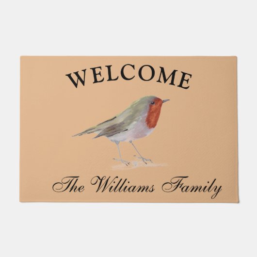 ロビンバーズソングバード自然ワイルドライフキュート ドアマット (正面)