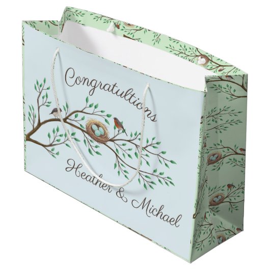 ロビンバーズネストエッグ春ベビーシャワー ラージペーパーバッグ (裏面アングル)