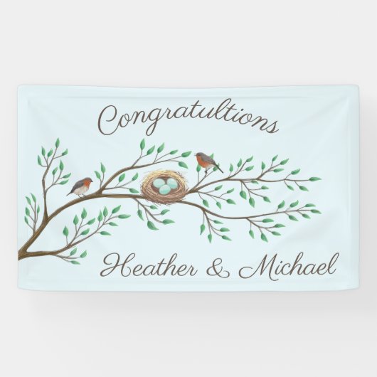 ロビンバーズネストエッグ春ベビーシャワー 横断幕 (横)