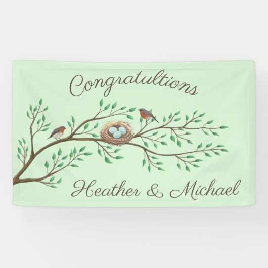 ロビンバーズネストエッグ春ベビーシャワー 横断幕 (横)