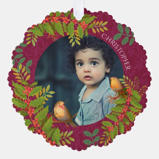 ロビンバーズホリーベリーフォトワイン オーナメントカード (正面)