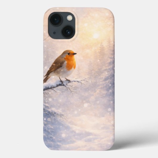 ロビンバードの冬の朝の水彩画 Case-Mate iPhoneケース (裏面)