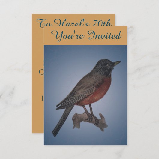 ロビンバードイラストレーションバースデーパーティ招待状 招待状 (正面/裏面)