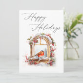 ロビンバードウィンターウィンドウビジネスクリスマスカード (スタンド正面)