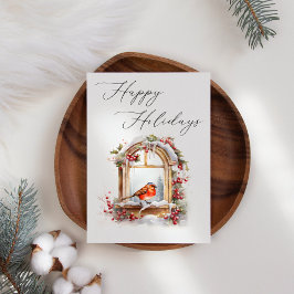 ロビンバードウィンターウィンドウビジネスクリスマスカード