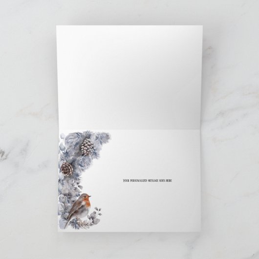 ロビンバードウィンタースノーフェスティバル景観クリスマス カード (内部)