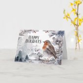 ロビンバードウィンタースノーフェスティバル景観クリスマス カード (黄色い花)