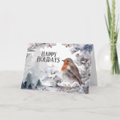 ロビンバードウィンタースノーフェスティバル景観クリスマス カード (正面)