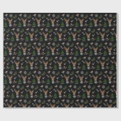 ロビンバードウッドランドスタグシカの水彩模様 ラッピングペーパー (フラット)