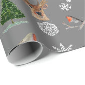 ロビンバードウッドランドスタッグディアウィンターウォーター色Wr ラッピングペーパー (ロールコーナー)