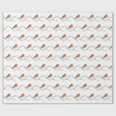 ロビンバードウッドランド素朴クリスマスの水色 ラッピングペーパー (フラット)