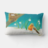 ロビンバードスノードロップイラストレーション ランバークッション (裏面)