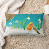 ロビンバードスノードロップイラストレーション ランバークッション (ブランケット)