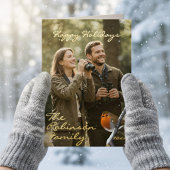 ロビンバードハッピーホリデーズフォトフォイル折り畳みカード 箔シーズンカード